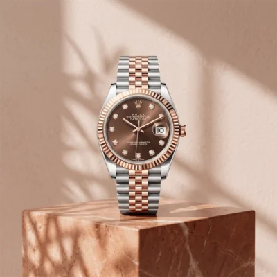 Rolex DATEJUST dark brown with 2 color strap - Women